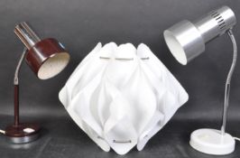 THREE RETRO VINTAGE TABLE & CEILING LAMPS / LIGHTS