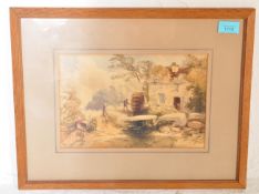 ENGLISH SCHOOL 20TH CENTURY COTTAGE WATERMILL PAINTING