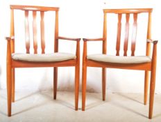 BRITISH MODERN DESIGN - MID CENTURY PAIR TEAK ARMCHAIRS