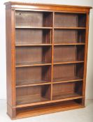 LARGE VICTORIAN FLOOR STANDING OAK DOUBLE BOOKCASE