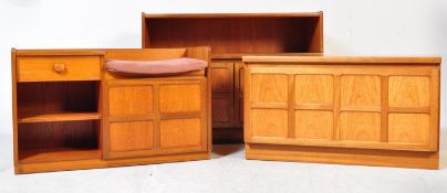COLLECTION OF NATHAN SQUARES TEAK CABINETS