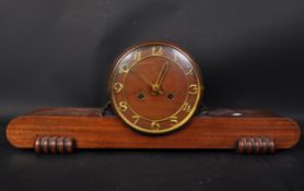 ART DECO MAHOGANY WOOD MANTEL CLOCK