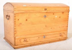 VICTORIAN 19TH CENTURY PINE DOME BLANKET BOX MULE CHEST