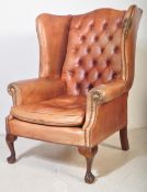 QUEEN ANNE WING BACK LEATHER CHESTERFIELD ARMCHAIR