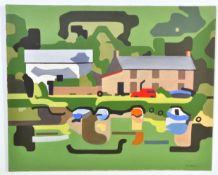 DON AUSTEN COTTAGES AT LERRYN ACRYLIC ON BOARD PAINTING