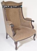 VICTORIAN AESTHETIC MOVEMENT WING BACK ARMCHAIR