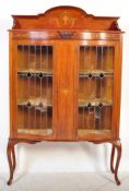 EDWARDIAN MAHOGANY LINE & STENCIL INLAID DISPLAY CABINET