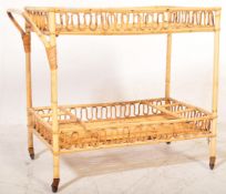 RETRO VINTAGE BAMBOO & WICKER TWO TIER DRINKS TROLLEY