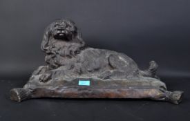 VINTAGE 20TH CENTURY BRONZE OF DOG ON PILLOW