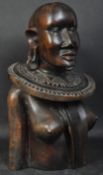 LARGE AFRICAN TRIBAL STATUE BUST - CONGOLESE FEMALE WARRIOR