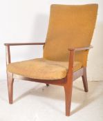 PAIR OF PARKER KNOLL TEAK & FABRIC ARMCHAIRS