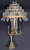 VINTAGE GILT METAL & CRUSTAL GLASS CHANDELIER LIGHT SHADE