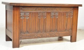 17TH CENTURY REVIVAL CARVED OAK COFFER CHEST