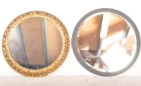TWO VINTAGE 20TH CENTURY ROUND WALL MIRRORS