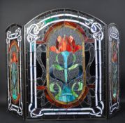 ART NOUVEAU STAINED GLASS TRIPTYCH