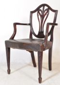 19TH CENTURY ARTS & CRAFT DARK MAHOGANY HALL CHAIR