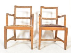 PAIR OF 1930S OAK FRAMED CARVER DINING CHAIRS