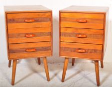 MID 20TH CENTURY PAIR OF TEAK BEDSIDE CHESTS OF DRAWERS
