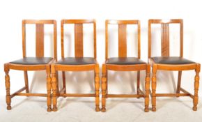 A SET OF 4 1930'S ART DECO OAK PANEL BACK CHAIRS & TABLE