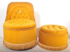 VINTAGE MUSTARD YELLOW BOUDOIR CHAIR AND OTTOMAN