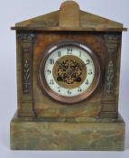 19TH CENTURY FRENCH GREEN AND BRASS ONYX MANTEL CLOCK