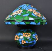 TWO VINTAGE TIFFANY STYLE STAINED & LEADE GLASS LIGHTS