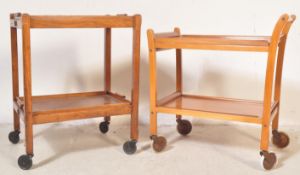 TWO VINTAGE OAK DRINKS TROLLEYS TO INCLUDE STAPLE