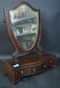 19TH CENTURY MAHOGANY LINE INLAID SERPENTINE DRESSING MIRROR