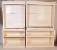 PAIR VICTORIAN PAINTED PINE OPEN BOOKCASE DRESSERS