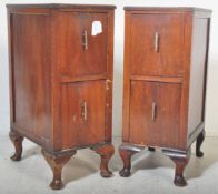 PAIR OF 1920S QUEEN ANNE PEDESTAL BEDSIDE CHESTS