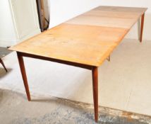 MID CENTURY TEAK WOOD LARGE THREE LEAF EXTENDING TABLE