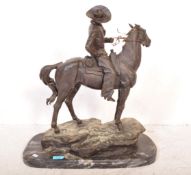 AFTER FREDERICK REMINGTON - BRONZE OF A HORSE & COWBOY