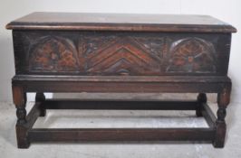 JACOBEAN REVIVAL CARVED OAK BIBLE BOX ON STAND
