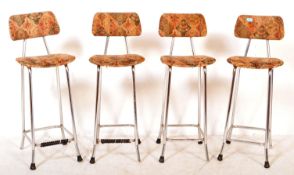 FOUR VINTAGE 1970S CHROME BAR STOOLS