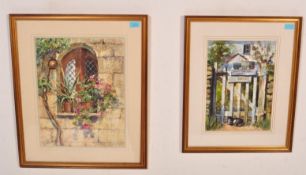 WENDY JELBERT - 'COSY COTTAGE' & 'ARCHED WINDOW' WATERCOLOURS