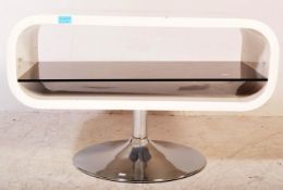 CONTEMPORARY WHITE GLOSS HOOP TV STAND