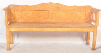 20TH CENTURY LARGE SCANDINAVIAN PINE HALL SETTLE BENCH