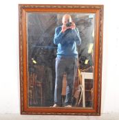 LARGE 20TH CENTURY MAHOGANY FRAMED OVERMANTEL MIRROR