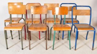 EIGHT VINTAGE INDUSTRIAL STYLE CAFE DINING CHAIRS