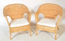 PAIR OF VINTAGE WICKER CONSERVATORY CHAIRS