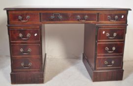 GEORGE III STYLE MAHOGANY & LEATHER TWIN PEDESTAL DESK