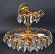 VINTAGE GILT METAL & CRYSTAL GLASS CHADELIER CELING LIGHT SHADE
