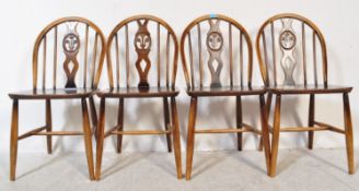 ERCOL FURNITURE - SET OF 4 BEECH & ELM WOOD DINING CHAIRS