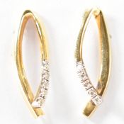PAIR OF 18CT GOLD & DIAMOND WISH BONE EARRINGS