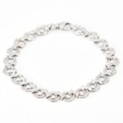 9CT WHITE GOLD FANCY CHAIN LINK BRACELET