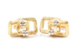 PAIR OF 18CT GOLD & DIAMOND CUFFLINKS