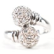 HALLMARKED 9CT WHITE GOLD & STONE SET RING