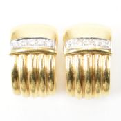 PAIR OF 18CT GOLD & DIAMOND HOOP EARRINGS