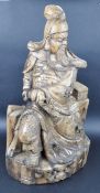 LARGE 19TH CENTURY CHINESE CARVED FIGURE OF GUAN XU