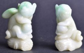 PAIR OF 19TH CENTURY CHINESE CARVED JADE FIGURINES
